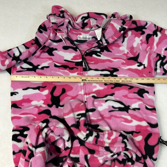 Forever Lazy Pink Camo Fleece Hooded Onesie Pajamas Drop Seat Womens Medium NEW - Picture 7 of 10
